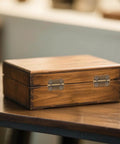 Wooden box with Bronze Antique Mini Hinges For Wooden Boxes 30 Piece Set With Screws 25x20mm Tiny Folding Butt Hinges installed