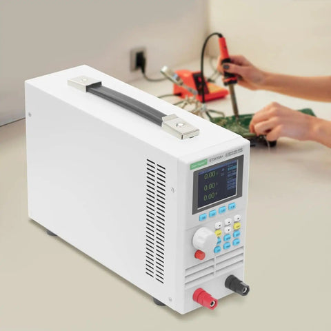Heavy Duty Electronic Load Tester 400W 150V 40A With Digital Multimeter in lab setting for power supplies testing.