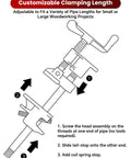 Heavy Duty Cast Iron Pipe Clamps 4 Pack For Real Woodworking Tough As Nails clamp assembly instructions for adjustable length.