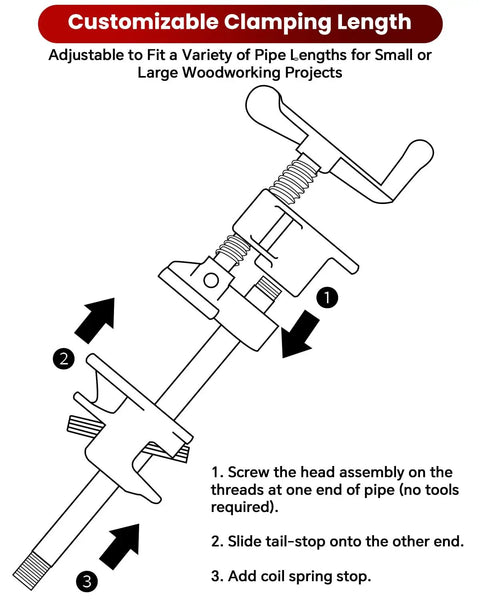 Heavy Duty Cast Iron Pipe Clamps 4 Pack For Real Woodworking Tough As Nails clamp assembly instructions for adjustable length.