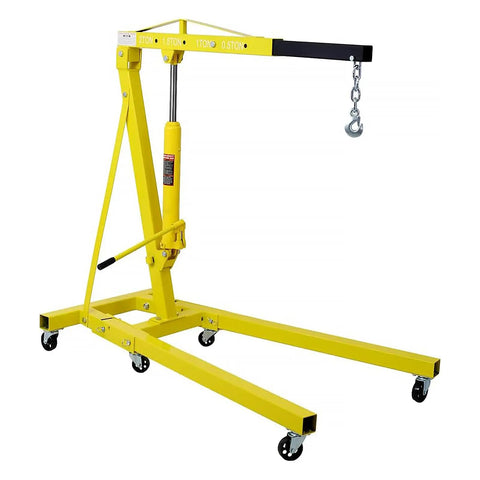 Pro Level 2 Ton Hydraulic Engine Hoist And Folding Cherry Picker Shop Crane With 4000 Lb Capacity yellow steel frame