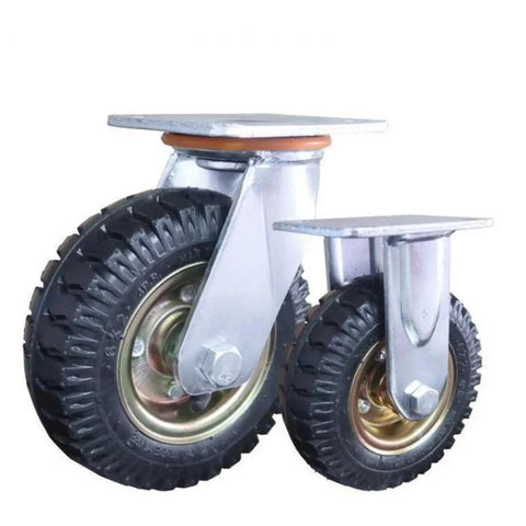 Badass 10 Inch Pneumatic Casters With Premium Quality Inflatable Rubber Tires For Silent Heavy Duty Rolling Hand Trucks Universal Easy Swap Slick Finish, showcasing two durable pneumatic casters.
