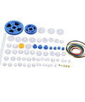 64 Kinds Plastic Gears, Pulleys, And Belts Kit For Robot Motors, Engineering Projects, And Model Making layout view