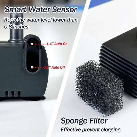 Plug And Play Compact Sump Pump With Water Sensor For Condensate Removal, 5 Ft Lift, 55 GPH, 115V and 230V, smart water sensor details