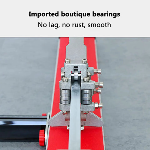 Close-up of bearings on 600mm To 1000mm Manual Tile Cutter With Single Rail Laser Positioning for precise cuts, heavy duty steel frame.