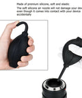 Soft and Elastic Nozzle Air Blower Cleaner For Cameras And Gadgets shown in hand with silicone nozzle cleaning camera lens