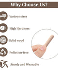 Pro Grade Top Shelf Fluted Hardwood Dowel Pin Multi Pack For Woodworking Craft Assembly And Diy Projects Hella Smooth Kiln Dried Finish With Straight Up Tight Grip hand holding fluted hardwood dowel pin with informative icons on various features.