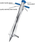 Long Handled Seed Planter For Easy Home Gardening, Semi Automatic Seeder With Depth Adjustment, stainless steel material