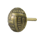 Top Shelf Vintage Upholstery Tacks 100 Pack 7/16 Inch Antique Brass Furniture Studs For Reupholstering And Diy Crafts Built Like A Tank Steel Pins That Grip Sofas And Chairs Flawlessly - Close-up of antique brass tack