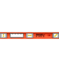 Front view of Magnetic Heavy Duty I Beam Aluminum Level 24 Inch In Orange With Oversized Vials And Hands Free Setup For Precise Framing