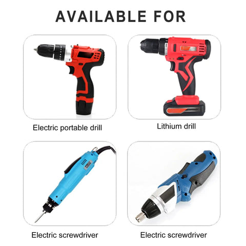 Various compatible tools for Heavy Duty Drill Mount Wire Strippers Adjustable Cable Peeler, including portable and lithium drills.