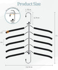 Space Saving 5 Layer Non Slip Shirt Hangers Kit For Closet Organization dimensions with foam padded design, black, 2 pack