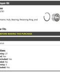 Front Wheel Bearing Hub Repair Kit Bolt On With Hub Bearing Retaining Ring And Axle Nut For 2012 To 2018 Ford Focus 27 Spline 5 Studs Included Ready To Roll
