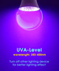 Ultra Bright LED Black Light Bulb 10W UVA 385 400nm A19 Base glowing purple in dark room