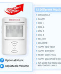 PIR Motion Sensor Door Bell With 90 Db Alert And Flashing Red Light, 2 To 6 Meter Detection Range, white plastic unit with 13 music options