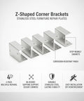 4-pack Z-Shaped Corner Brackets For Furniture And Cabinet Repairs, Heavy-Duty Stainless Steel And Galvanized Iron Reinforcement Plates