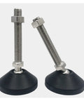 Top Notch Built Different Adjustable Furniture Leveling Feet With Bully Proof Nylon Cup Base Universal Threaded Rods, close-up of two feet.