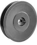 Top Tier Cast Iron V Belt Pulley With 7/8 Inch Bore And 3.95 Inch OD Single Groove Sheave shown from the side for shop drives.