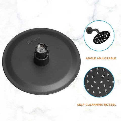Sleek Matte Black Shower Head And Faucet Trim Kit Featuring Six Inch High Pressure Rainfall Spray And Smooth Single Handle Mixer Valve For Major Bathroom Glow Ups