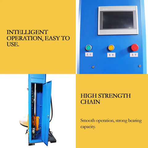 Control panel and high-strength chain of Workhorse Industrial Pallet Wrapping Machine With 4409 Pounds Capacity And 65 Inch Turntable Featuring Forklift Hole For Bulletproof Shrink Wrap Sealing On Massive Loads 110V.