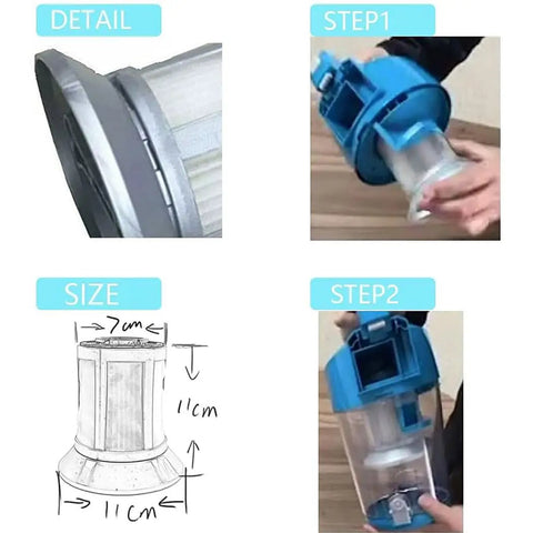 Steps and details for installing 2 Pack Replacement HEPA Vacuum Filter For Bissell Zing Canister 2156 1665 16652 Series Fits 1613056