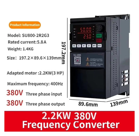 Workhorse Variable Frequency Drive Controller For 3 Phase 380V Or 1 Phase 220V Power Wide Input Range with display and buttons