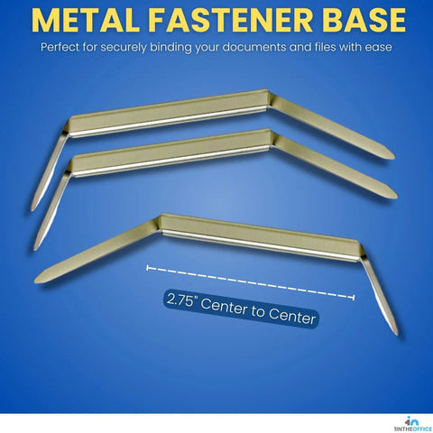 Metal Prong File Fasteners, 2 Inch Prongs, 2.75 Inch Center-To-Center, Pack Of 100, Silver Finish, angled view