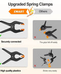 EMART 12-pack 4.5-inch plastic spring clamps with orange tips for backdrops and photography.