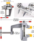 Rock Solid Mini Bench Vise Slick Portable Aluminum Table Clamp With Adjustable Jaw Pins For Drill Press Desktop Mounting with scale.
