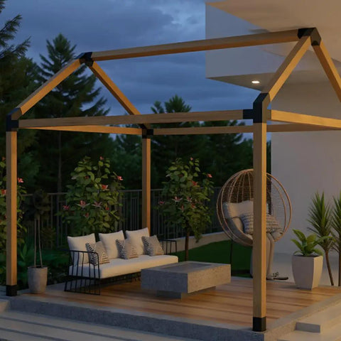 Heavy Duty Pergola Hardware Kit With 3 Way Slanted Roof Brackets And Screws For Outdoor Garden Patio Backyard Or Courtyard Pergola Construction Built From Premium Steel For Durability And Weather Resistance
