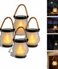 4 Pack Solar Lantern Outdoor Lights With Realistic Dancing Flame Effect For Camping And Patio Use, 100 Percent Waterproof