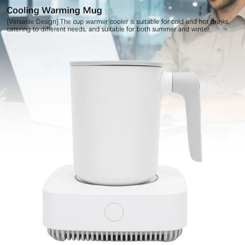 Next Level Smart Mug Warmer And Portable Beverage Cooler With Intelligent Temperature Control, white mug on a heating base.