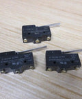Snap Action Micro Switch 15 Amp Spdt Hinge Lever Hardcore Construction Aluminum Panel Heavy Duty Screw Terminal Mount, three units shown.