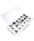 C Type Retaining External Snap Ring Kit in carbon steel shaft clips neatly organized in a white storage box with compartments.