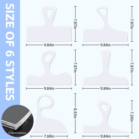 Diagram showing dimensions of Six Piece Charcuterie Board Template Set, Clear Acrylic Router Templates for Woodworking.