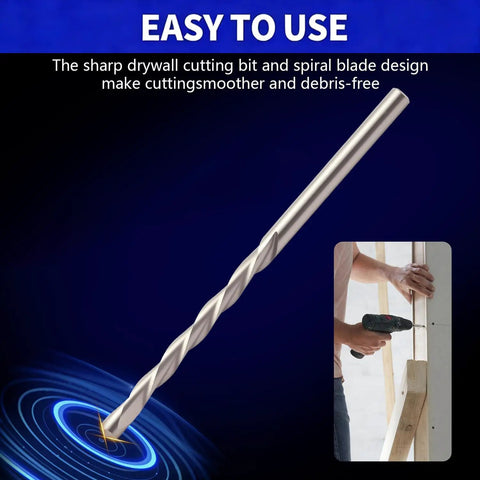 50 Pack Drywall Cutting Bits One Eighth Inch Spiral Saw Tip High Speed Steel Guide Point Drill Bits, showing sharp spiral design for clean cuts.