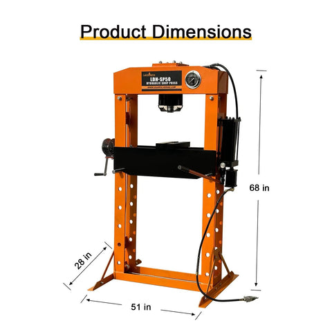 Pro Grade 50 Ton Hydraulic Shop Press With Floor Plates For Garage Pros Heavy Duty H Frame Smooth Dual Action Hydraulic Cylinder Ideal For Stamp Work Metal Bending Flattening Gear And Bushing Removal