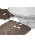 Close-up of Drift Collection 32 Inch Four Blade Ceiling Fan with whisper quiet motor, showing brown blades and white motor housing.