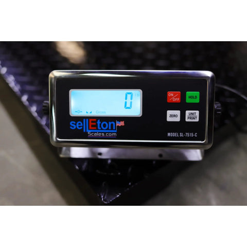 Digital readout of Heavy Duty Industrial Floor Scale Digital Pallet Weigher Warehouse Shipping Workhorse Accurate Readouts.