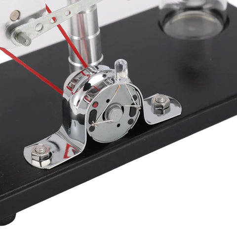 Stirling Engine Model With Colorful LED Light, Cool Hands On Educational DIY Power Generator Toy That Converts Heat Into Electricity, close-up base