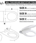 Diagram showing dimensions for Dual Nozzle Manual Bidet Seat For Round Toilets, Non Electric, with bolthole measurements.