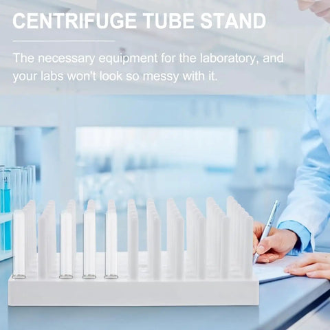 Heavy Duty Test Tube Rack With Peg Drying Layout For Reliable Centrifuge And Microtube Holding Two Pack, featuring a white design.