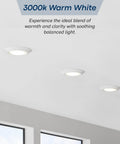 Canless Led Recessed Light Six Inch 3000K Warm White Yields A Sweet Nine Hundred Twenty Five Lumens At Lean Wattage For Real Bang Buck Savings Smooth Zero Cut Drywall Swap And Dead Nuts Reliable Wet Rating Bundled In Crisp White Finish Four Pack in ceiling.