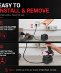Hella Solid 500W AC To DC Converter Compatible With Milwaukee M18 Cordless Tools 120V To 18V adapter installation steps.