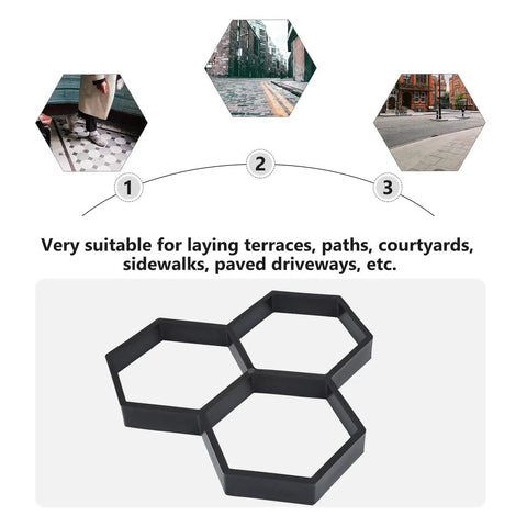 Hexagonal Concrete Molds For Pavers And Stepping Stones Reusable Flexible Walkway Molds displayed in hex grid design