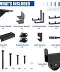 Heavy-Duty Galvanized Steel Sliding Gate Kit with safety lock, anti-sag design, and smooth rollers for wooden gates shown.
