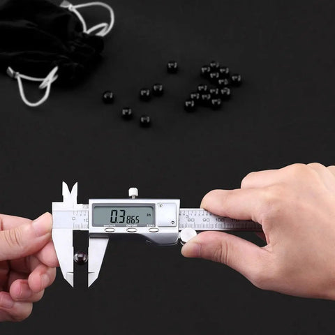 6 Inch Digital Caliper With Stainless Steel Polished Finish, Inch Millimeter And Fraction Readouts, measuring bead