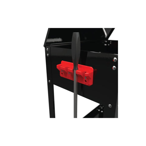 Magnetic Pry Bar Holder With Four Slots And Mounting Holes Low Profile Non Marring TPEE Design installed on black toolbox