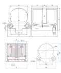 Technical drawing of Beefy Pneumatic Disc Brake Caliper Tool With Self Reset For Auto Air Brakes, detailed dimensions and design.