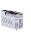 Slick Countertop Ice Maker, Portable Mini Electric Machine Making Crisp Fresh Cubes Fo Sho Fast For Home Bars And Weekend Getaways With Energy Efficient Cooling And Simple One Button Operation, compact white design.